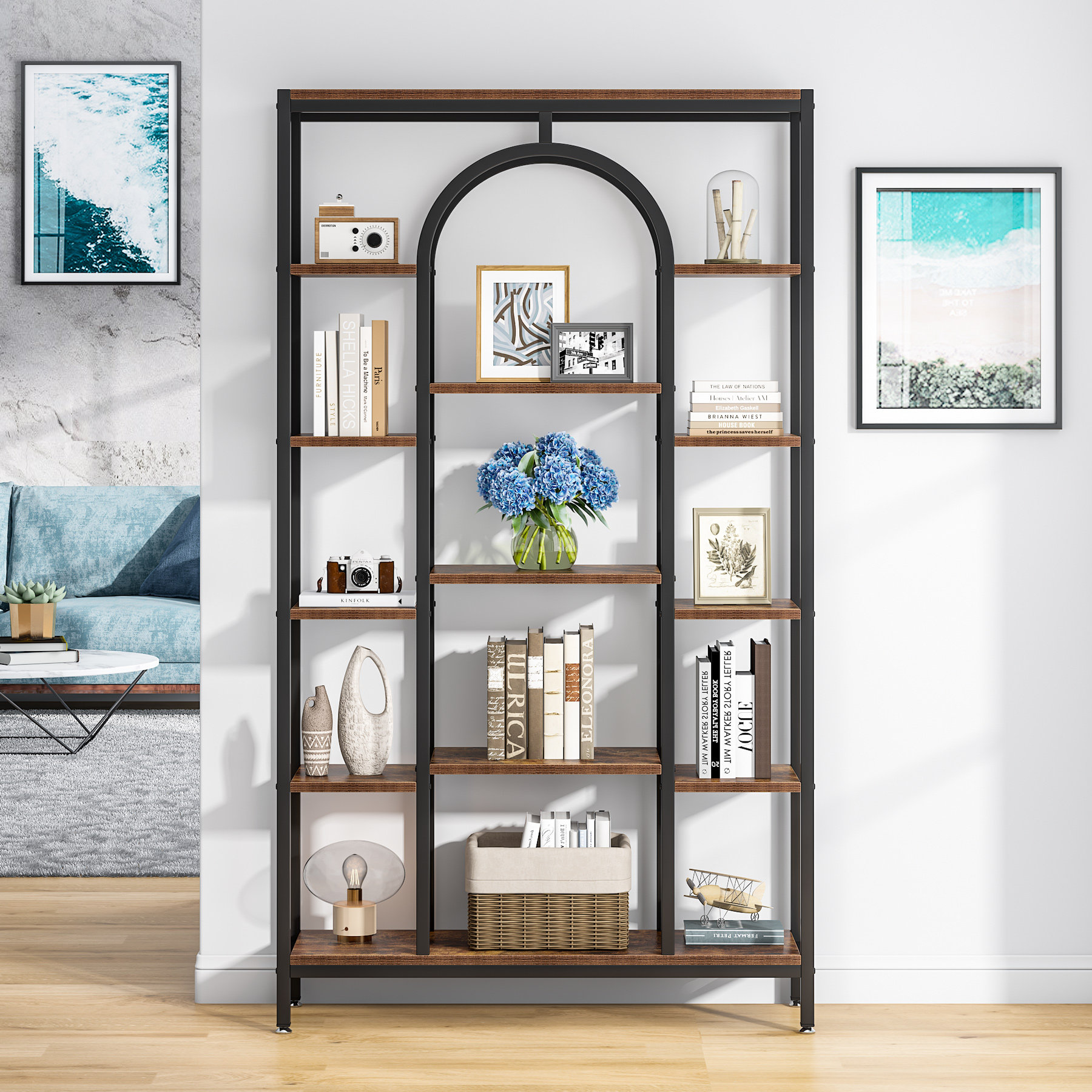 17 Stories Tonise 70.8" H Tall Geometric Bookcase & Reviews | Wayfair